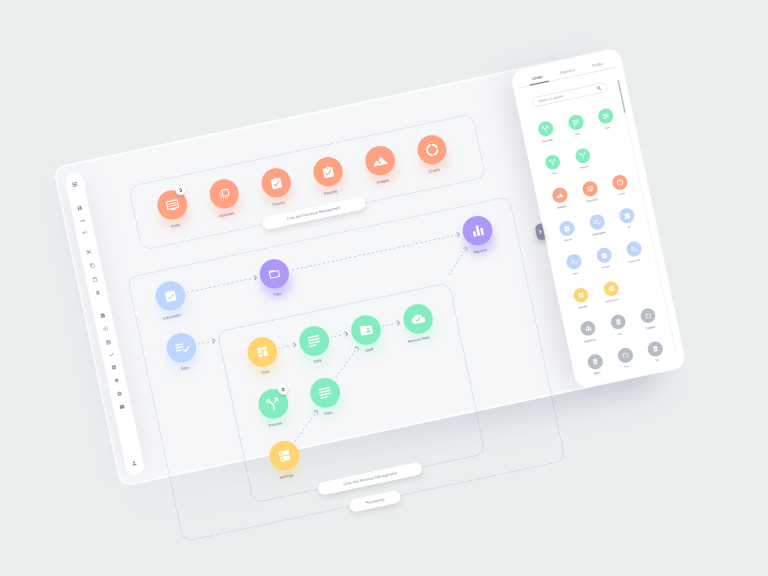 information flow diagram, interactive dashboard