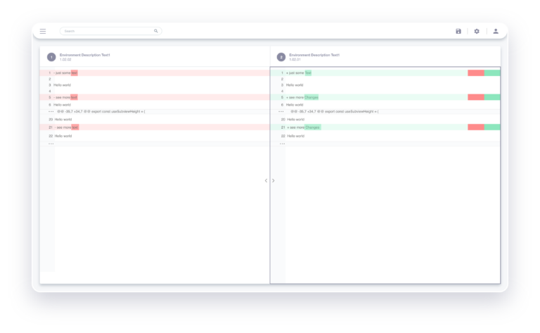 This code presents differences in environments for business modeling and highlights the changes.  