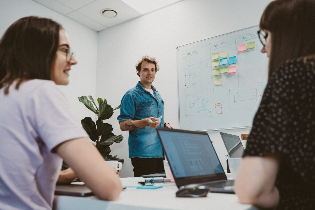 The meeting of IT specialists working on the brainstorm 