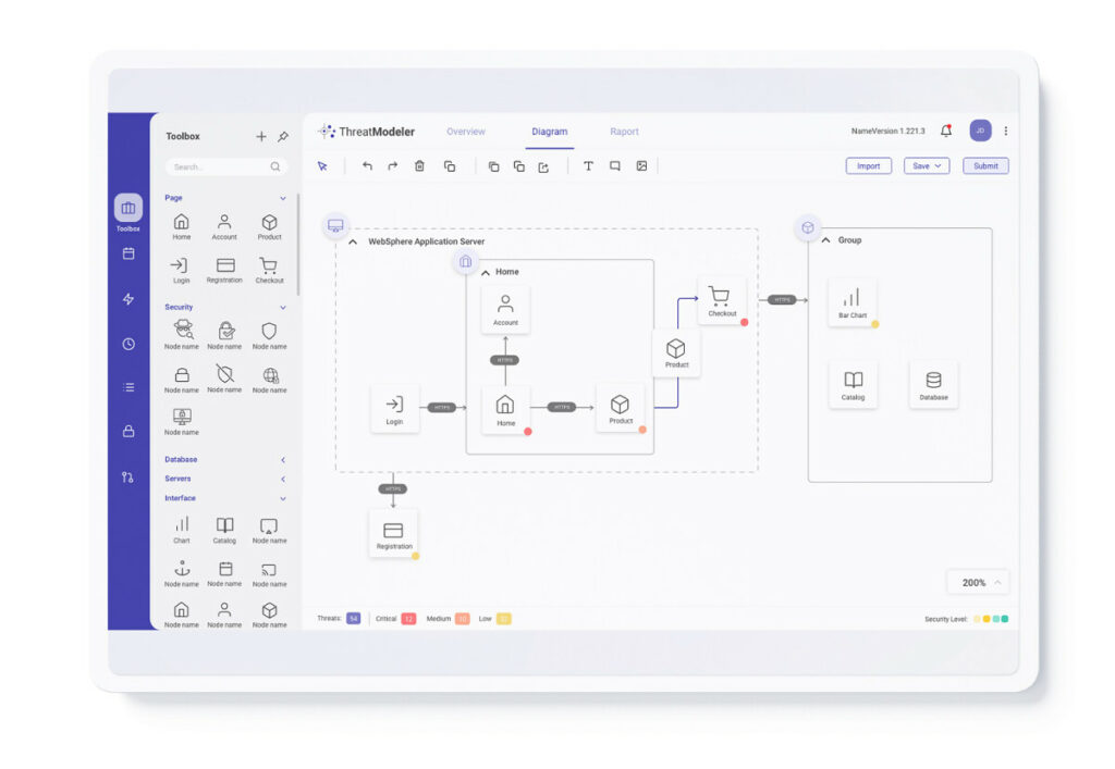 The hi-fi mockups for IT infrastructure security tool