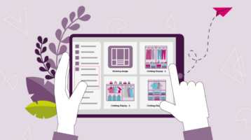 The grphic with visual planogram on the tablet